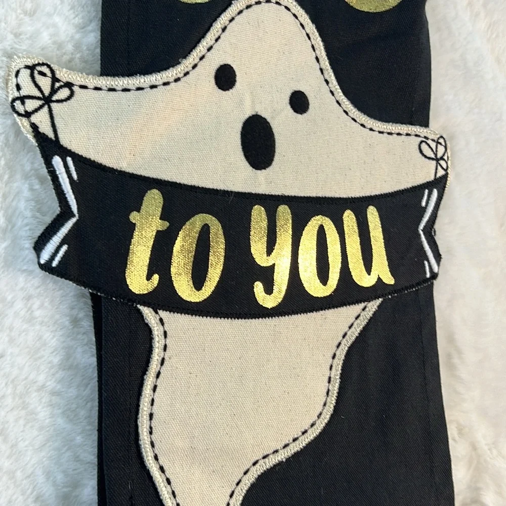 MUDPIE Lot 2 Halloween Pillow‎ Wraps Only Embroidered Canvas Pumpkin Witch Ghost